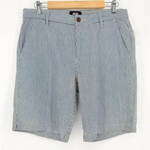 PAIGE Mens New Preppy Coastal Blue Hickory Stripe Cotton Chino Shorts 32 Coastal